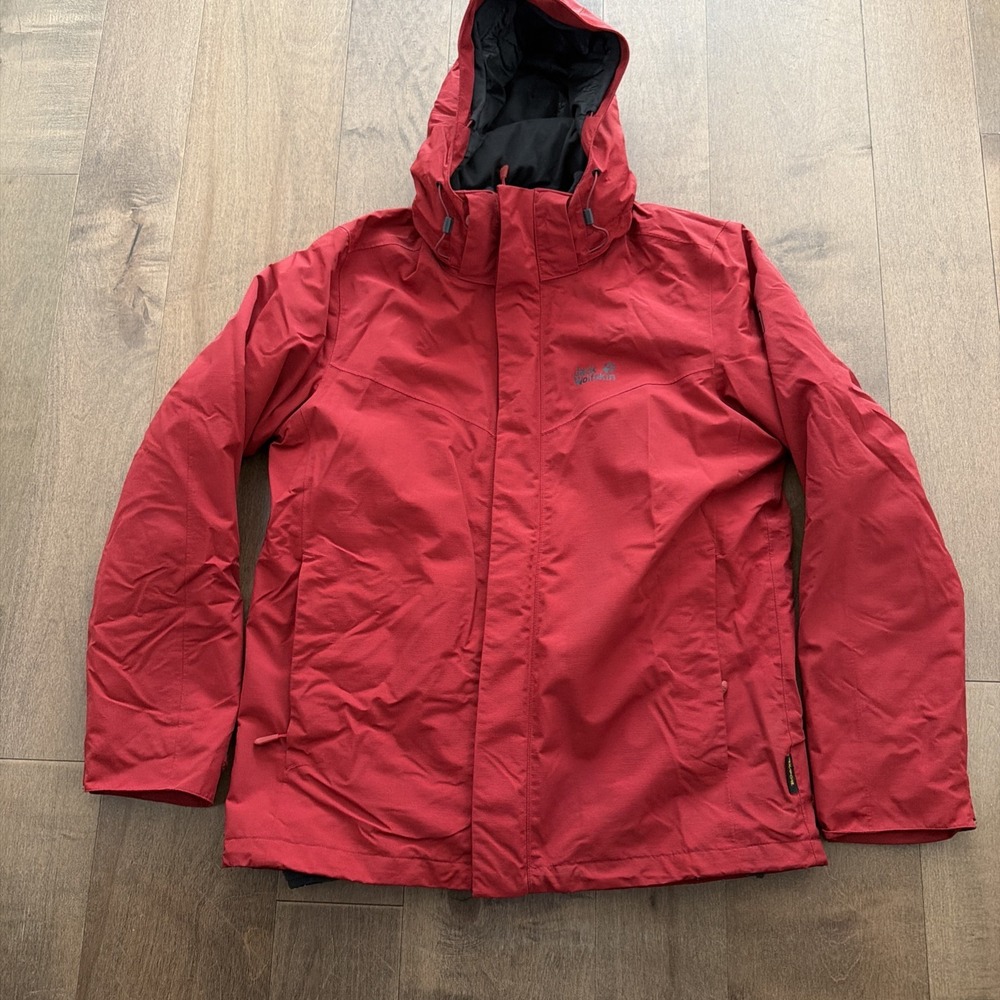 Jack Wolfskin Men's Large Red 3-in-1 Texapore Waterproof Fleece Jacket Used
